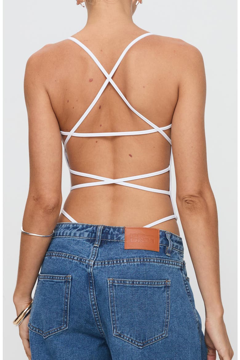 All Tied Up Bodysuit, Alternate, color, WHITE