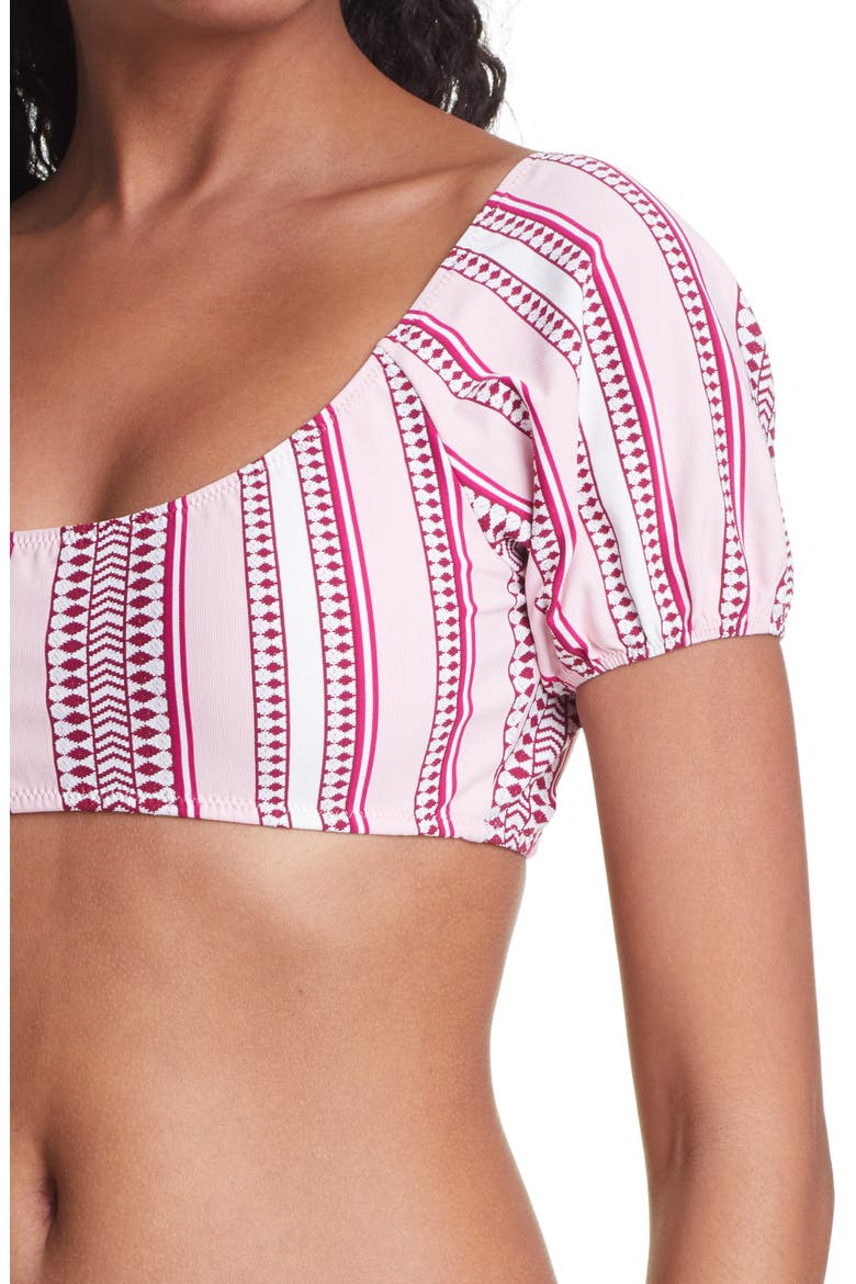Neela Pouf Crop Bikini Top, Alternate, color, PINK C2
