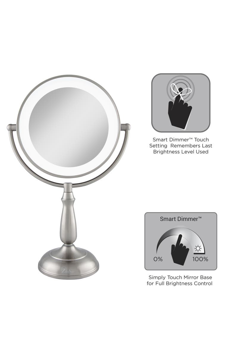 Zadro Lighted Makeup Mirror with 12X/1X Magnification & Touch Base Controls, Alternate, color, 
