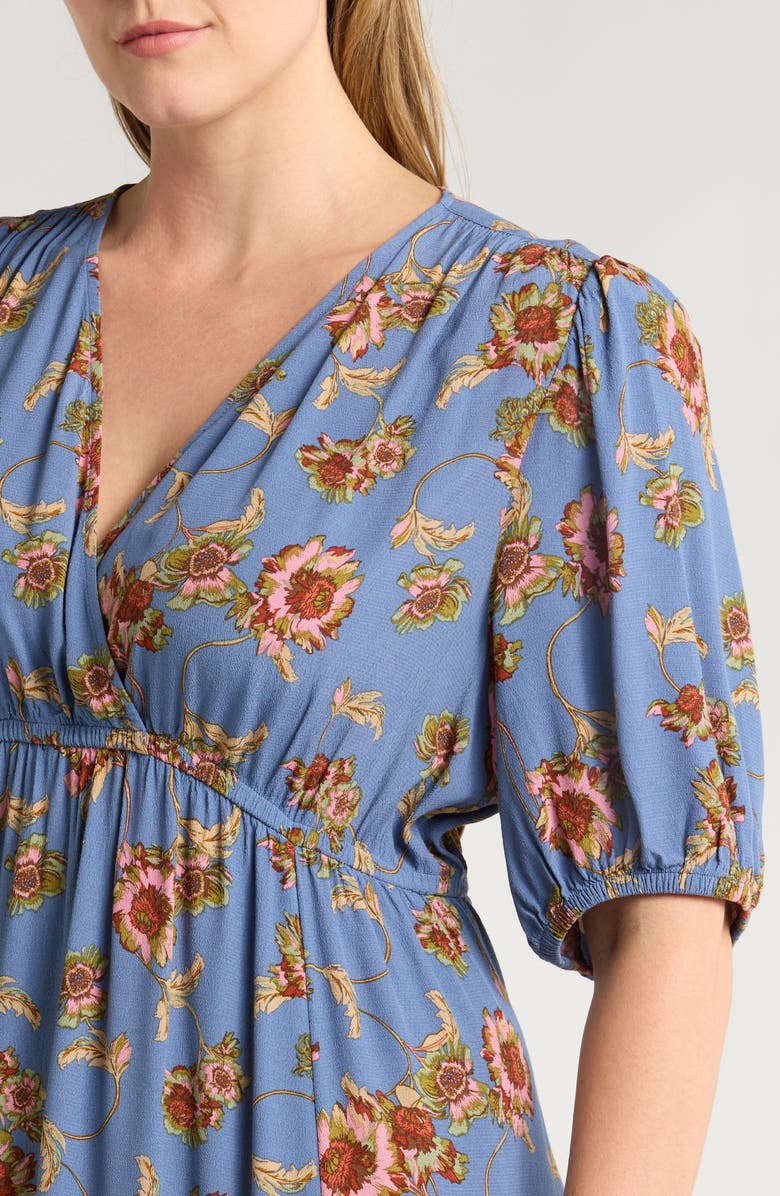 Treasure & Bond Floral Surplice V-Neck Maxi Dress, Alternate, color, Blue- Pink Wander Floral