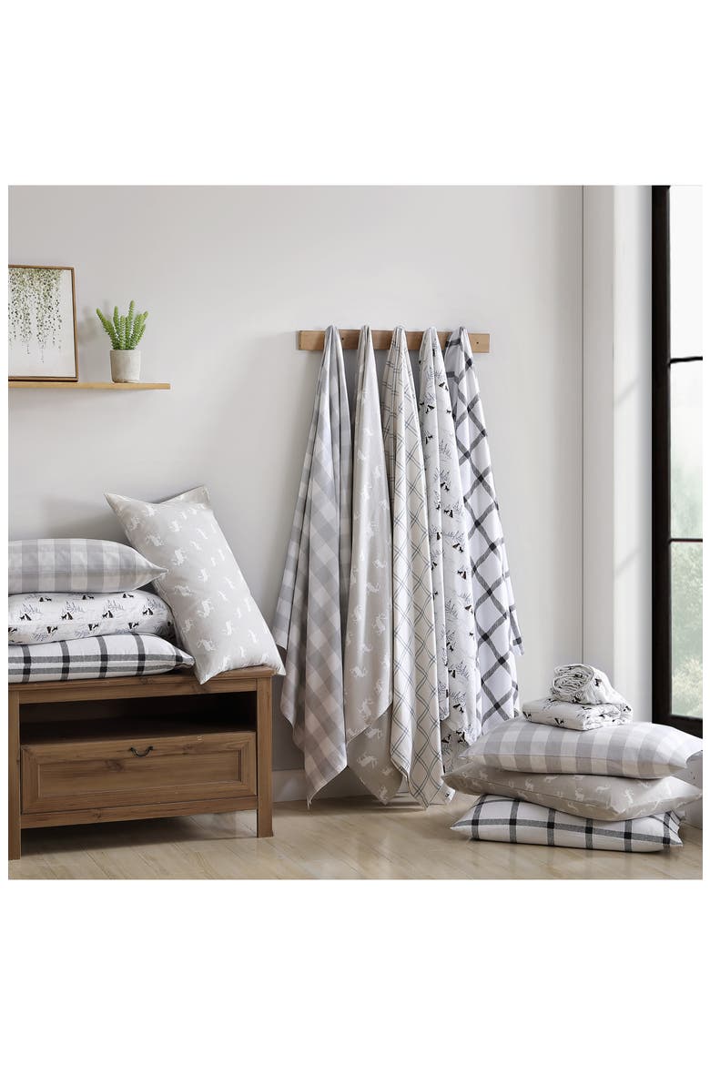 Bunkhouse Plaid Cotton Flannel Sheet Set, Alternate, color, DARK GREY