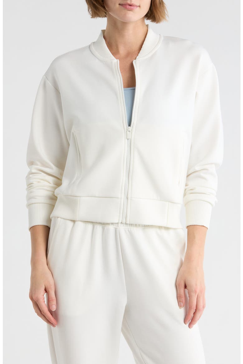 Second Avenue Full Zip Scuba Bomber Jacket, Main, color, WHITE DOVE