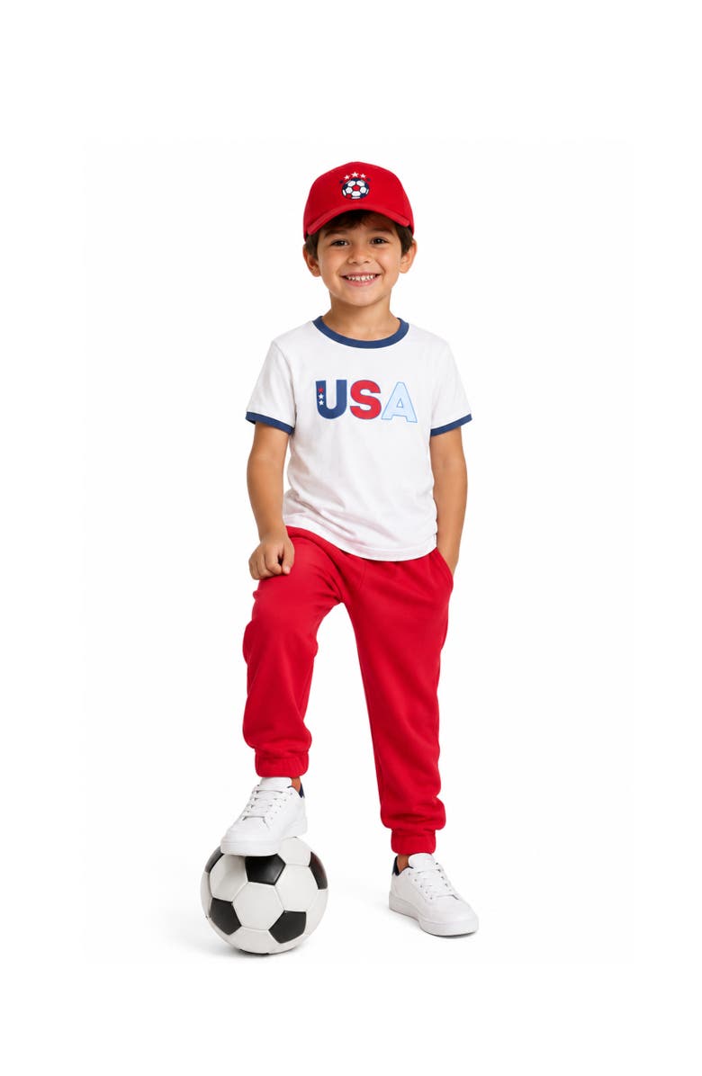 Bits & Bows USA Soccer Baseball Hat, Alternate, color, Red