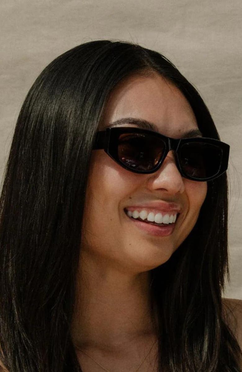 Mohala Eyewear Kalia 55mm Medium Bridge Wide Width Polarized Oval Sunglasses, Alternate, color, Kukui Tortoise / Tan Lens