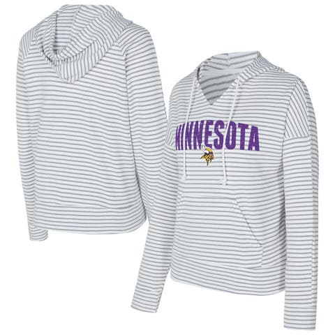 Women's Concepts Sport White/Gray Minnesota Vikings Liftoff Striped V-Neck Hoodie