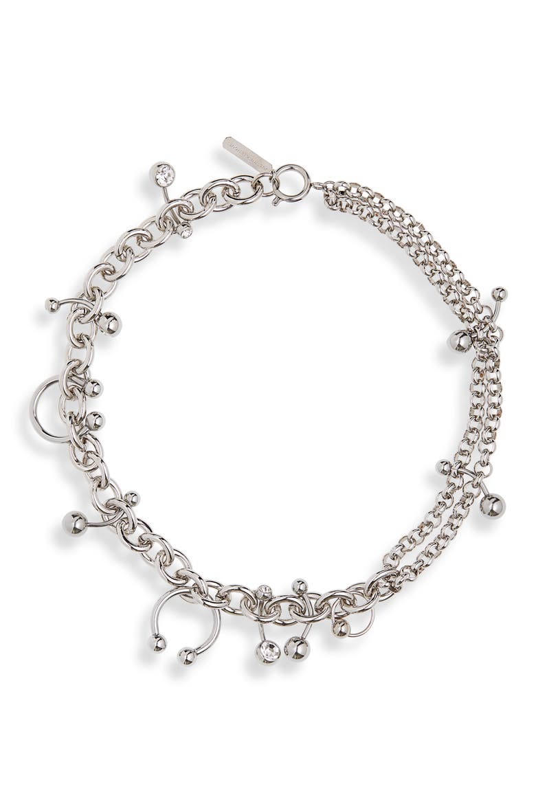 Holly Pierced Choker Necklace, Main, color, PALLADIUM