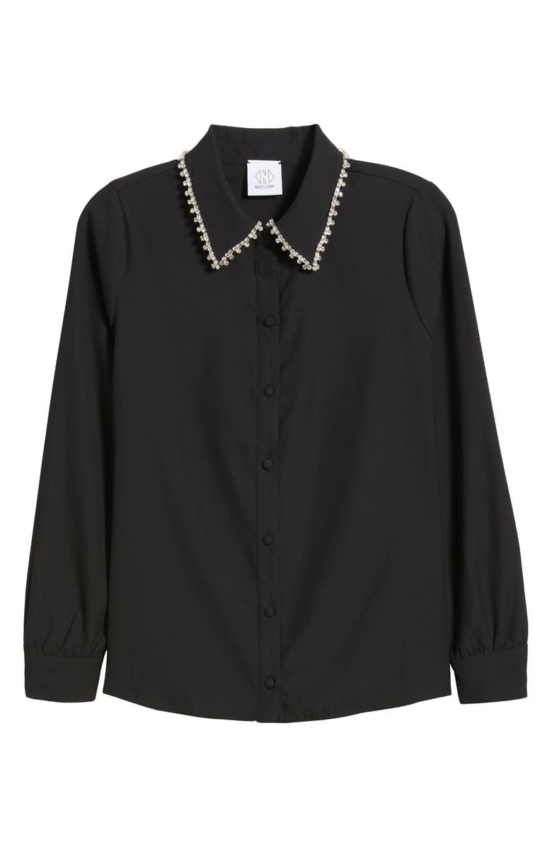 NIKKI LUND Sylvi Rhinestone Collar Shirt, Alternate, color, Black