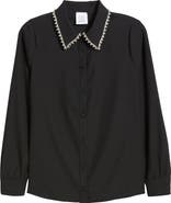 NIKKI LUND Sylvi Rhinestone Collar Shirt