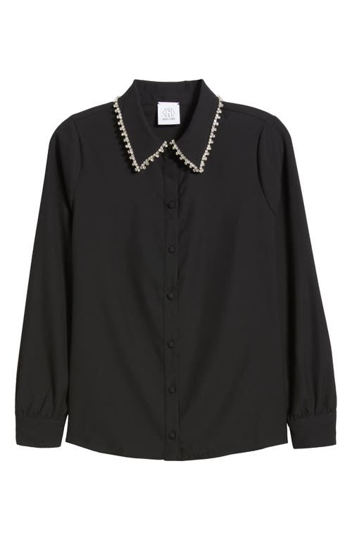 Shop Nikki Lund Sylvi Rhinestone Collar Shirt In Black