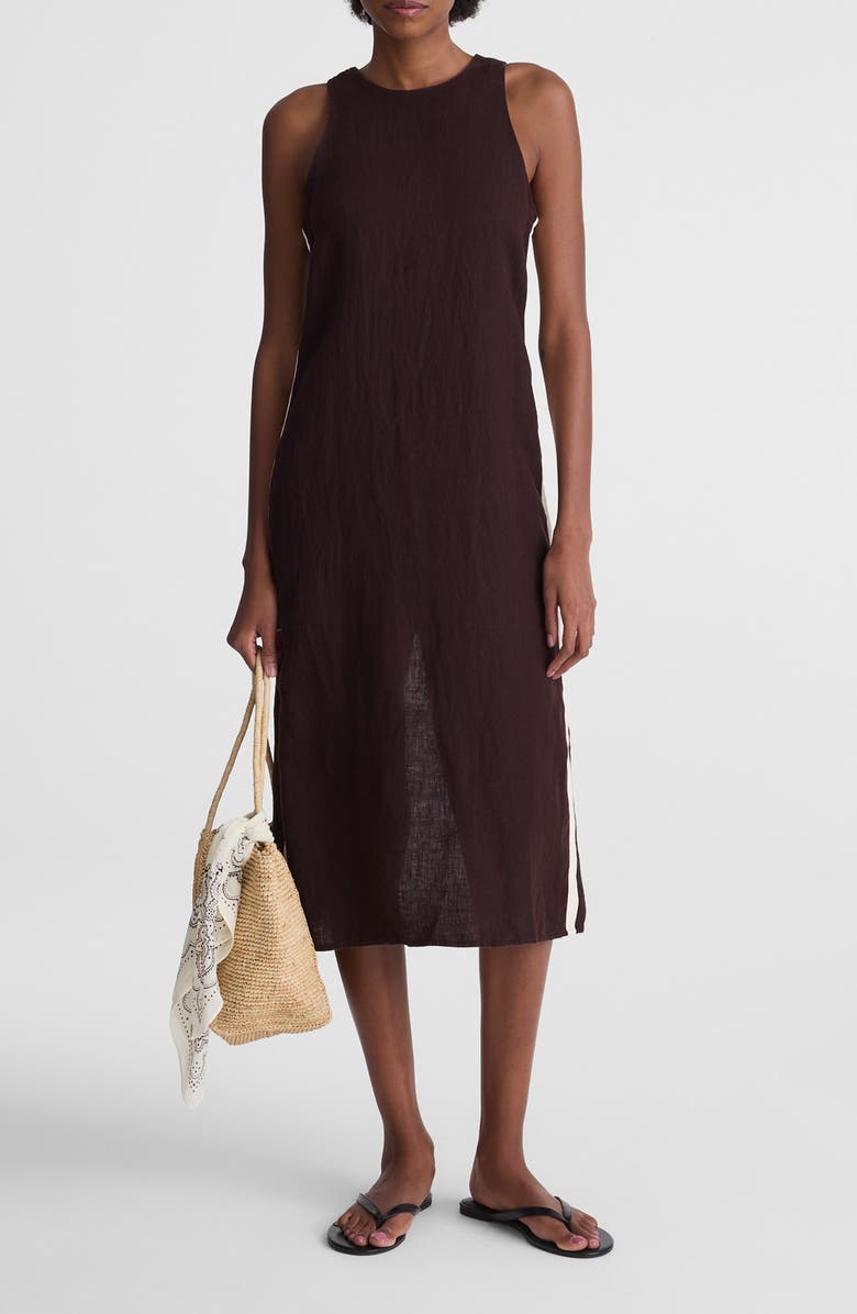 Madewell Sleeveless Linen Maxi Dress, Main, color, Cocoa