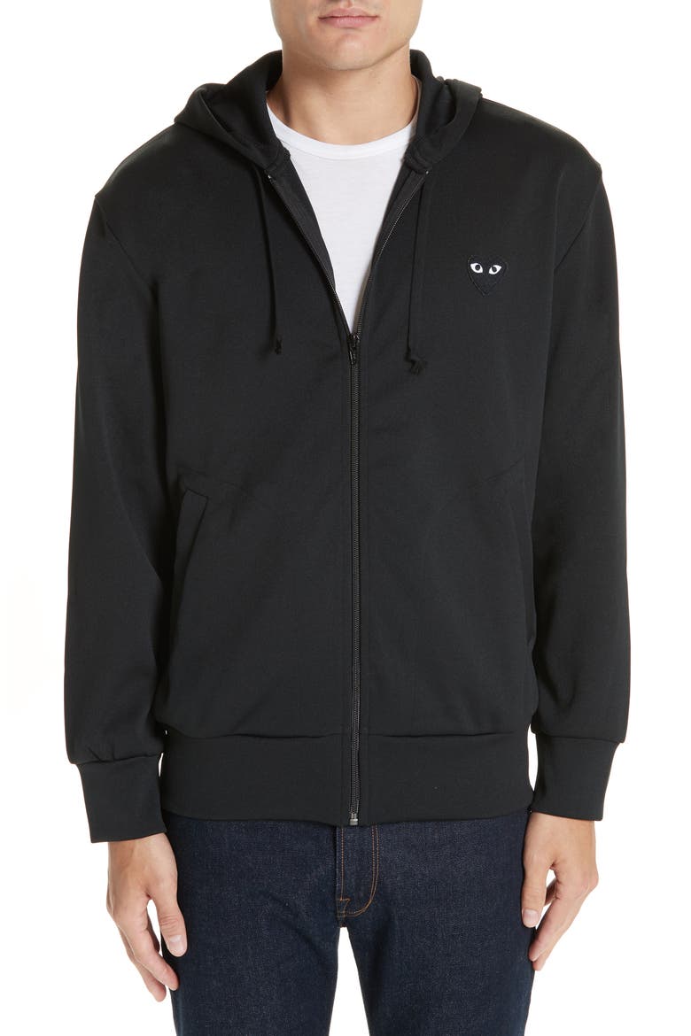 Big Black Heart Zip Hoodie, Main, color, BLACK