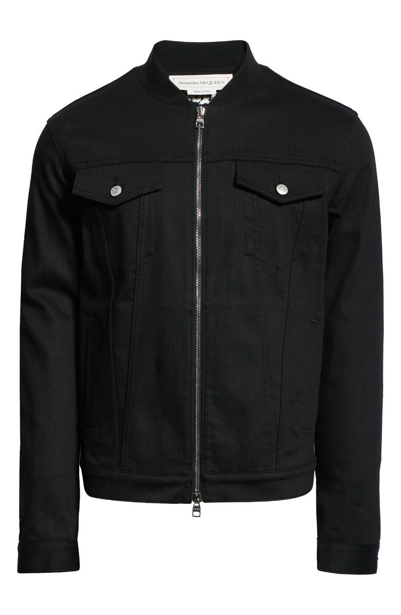 McQueen Alexander McQueen Graffiti Logo Denim Jacket, Alternate, color,