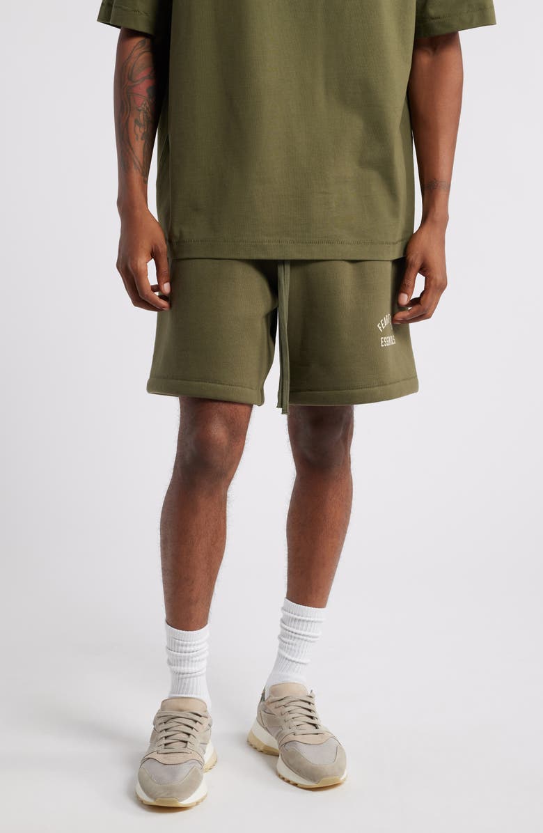 Fear of God Essentials Cotton Blend Fleece Soccer Sweat Shorts, Main, color, 
