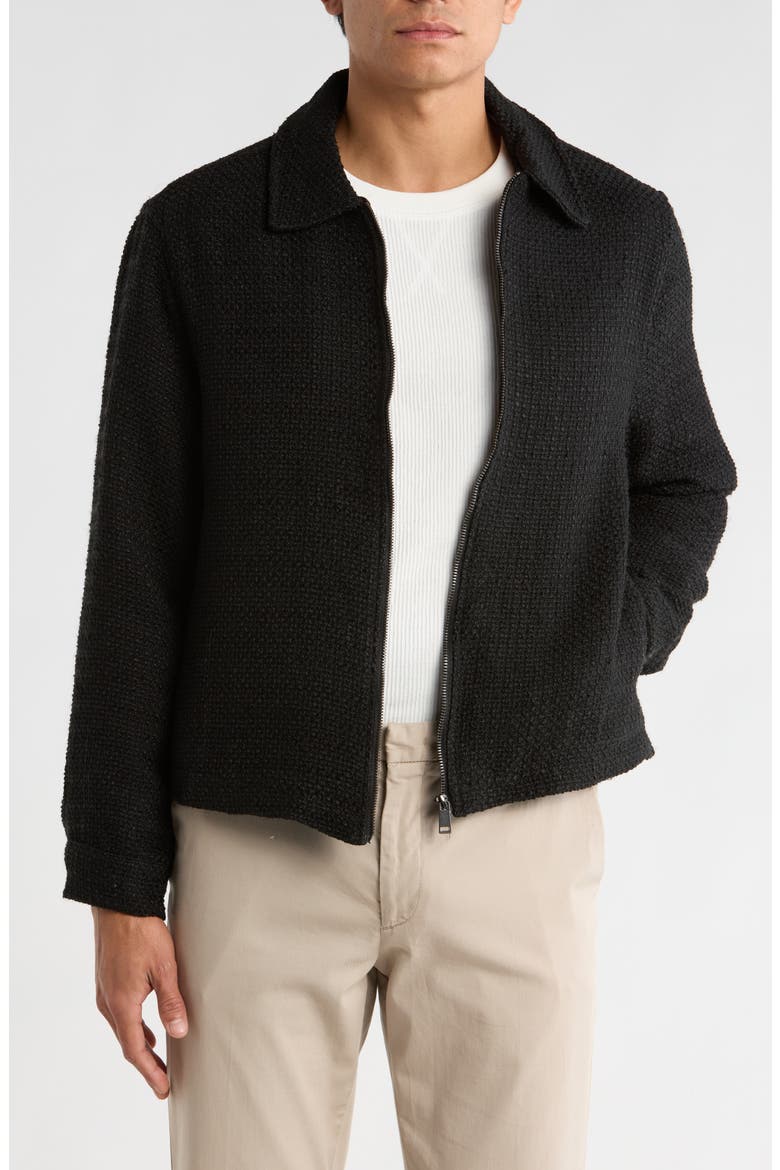 Crochet Texture Full Zip Jacket, Main, color, BLACK
