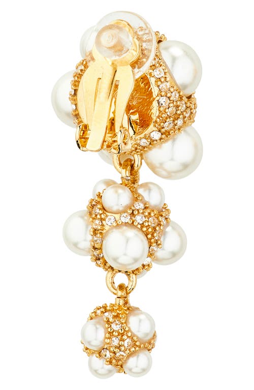 Oscar De La Renta Faux Pearl Pavé Cluster Triple Drop Earrings In Gold