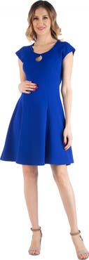 24seven Comfort Apparel Maternity Dress with Keyhole Neck