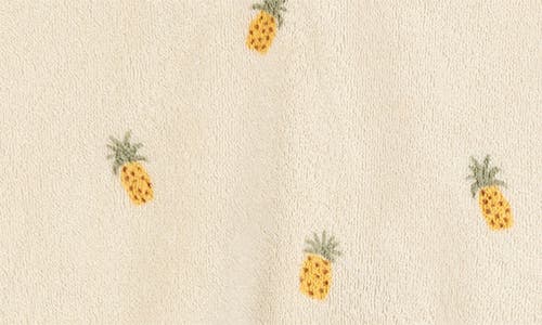 Miles The Label Kids' Pineapple Print Terry Cloth Half Zip Polo In Beige