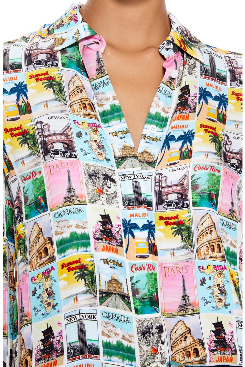 Willa Wanderlust Print Smock Cuff Top, Alternate, color, WONDERLUST PRINT