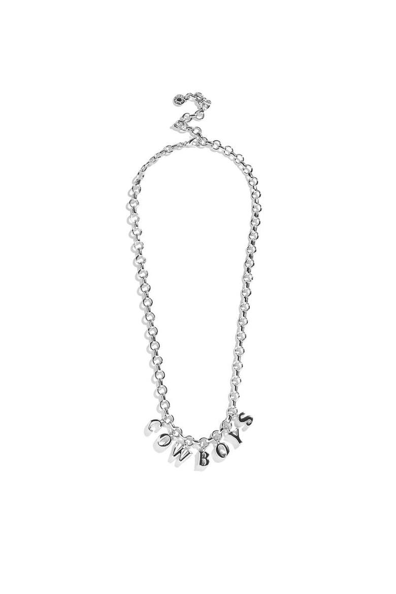 Dallas Cowboys Wordmark Charm Necklace, Alternate, color, Silver