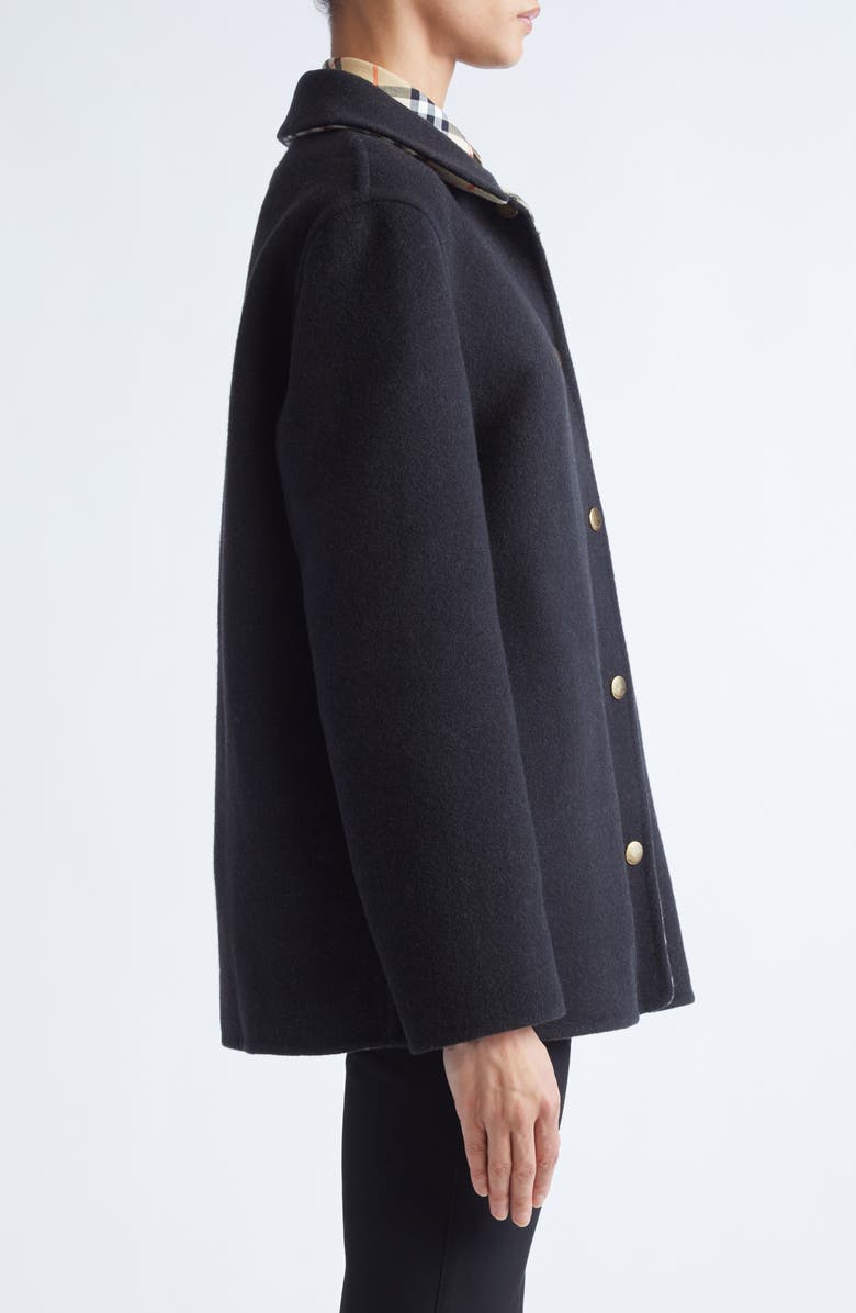 Burberry Double Face Wool Twill Overshirt, Alternate, color, Black/ Sand Ip Check