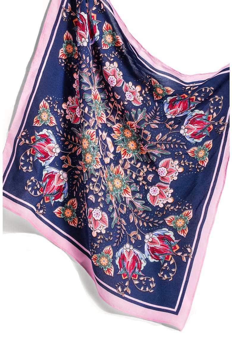 Floral Blooms Scarf, Alternate, color, NAVY