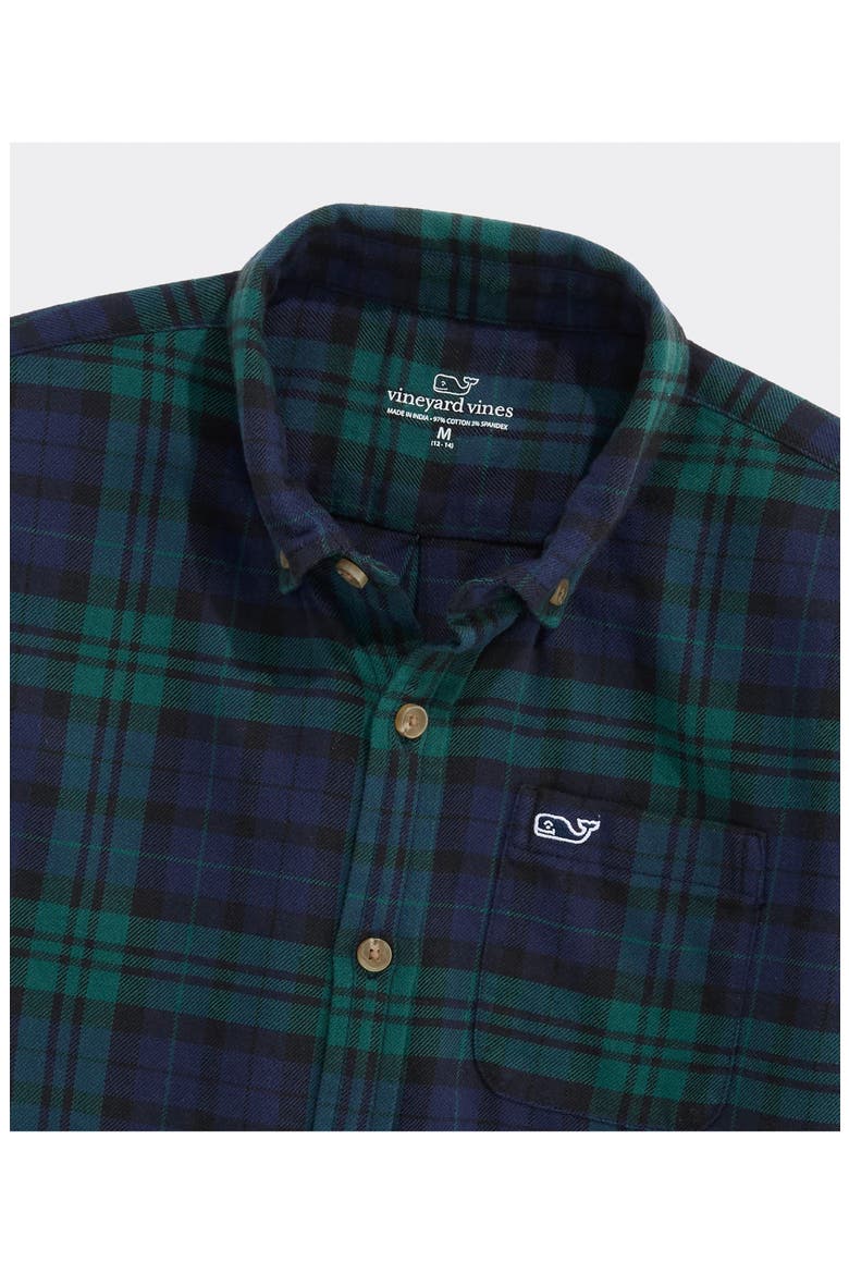 Kids' Blackwatch Plaid Cotton Flannel Button Shirt, Alternate, color, JET BLACK BLACKWATCH