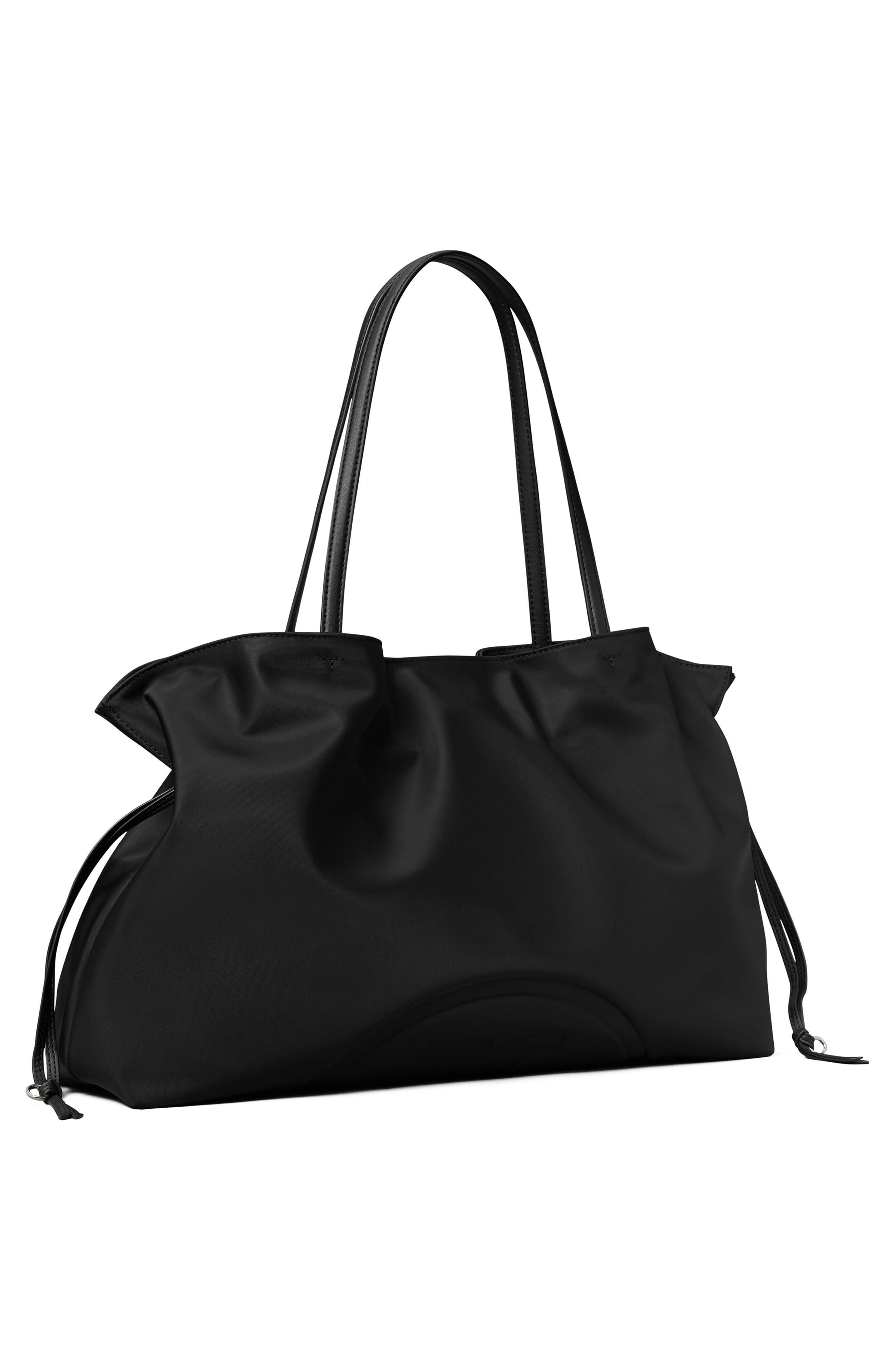 Ella Nylon Drawstring Tote, Alternate, color, BLACK