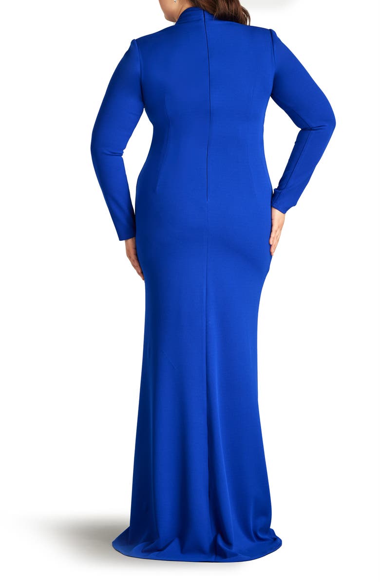 Tadashi Shoji Ruched Long Sleeve Column Gown, Alternate, color, Mystic Blue