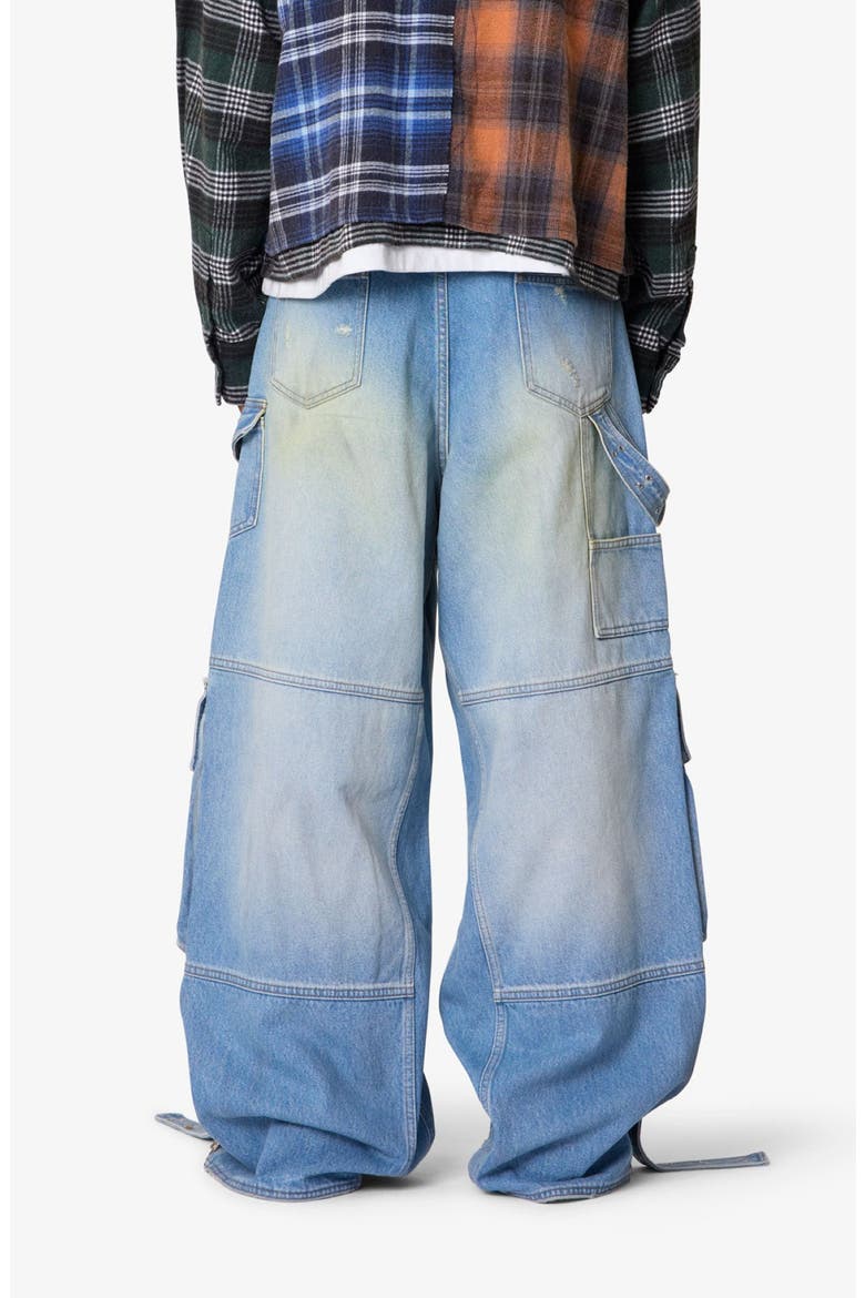 Belt Accent Rave Denim Ultra Baggy Wide Leg Jeans, Alternate, color, WASHED BLUE