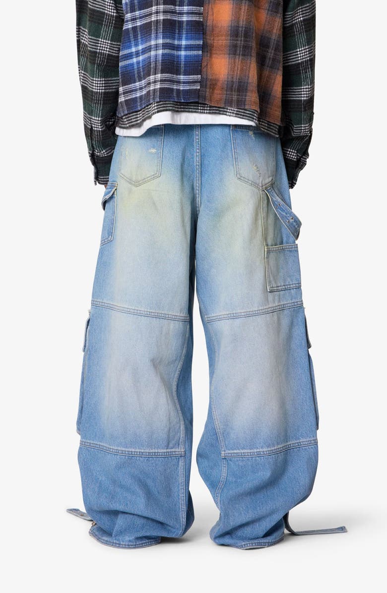 mnml Belt Accent Rave Denim Ultra Baggy Wide Leg Jeans, Alternate, color, 
