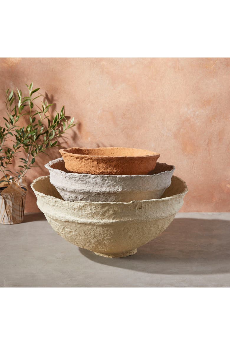 Koi Paper Mache Bowls - Set of 3, Alternate, color, Multi