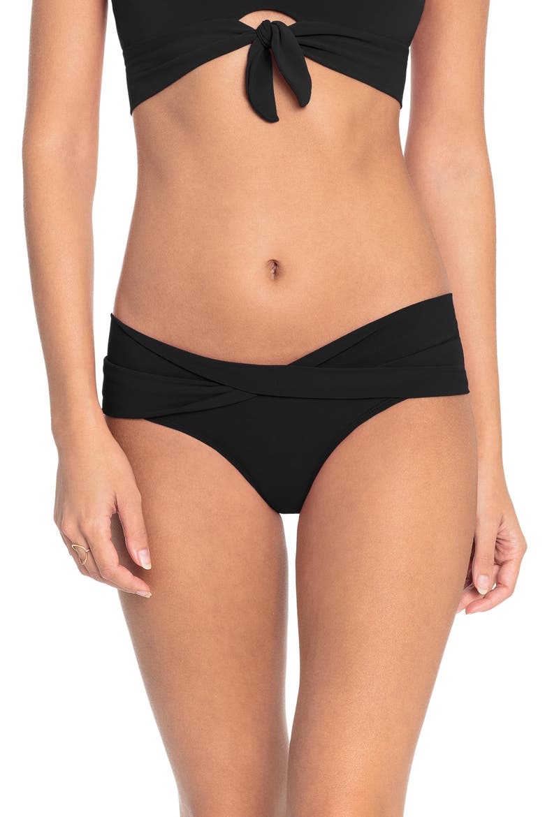 Ava Twist Hipster Bikini Bottoms, Main, color, BLACK