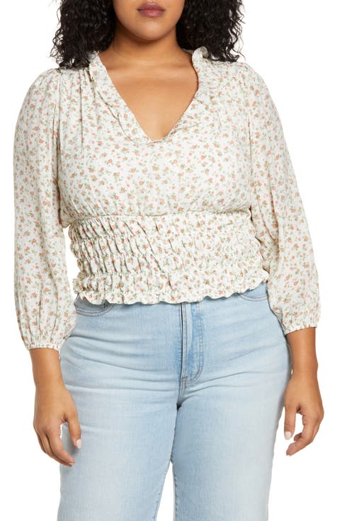 Rosettes Smocked Waist Top (Plus Size)