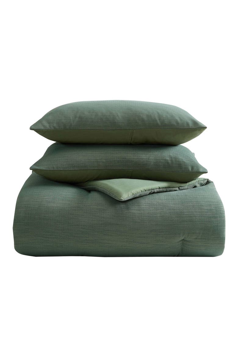 Herringbone Chenille Jacquard Duvet Set, Main, color, LIGHT/ GREEN