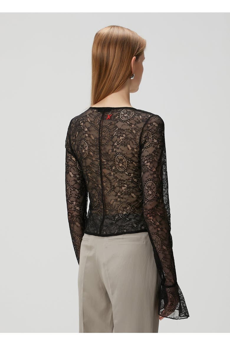 Long Sleeve Black Lace Top, Alternate, color, BLACK