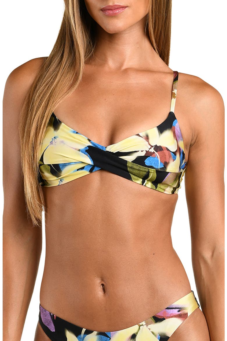 Afterglow Bralette Bikini Top, Main, color, BLACK MULTI