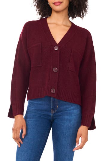 Parker V-neck Crop Cardigan In Burgundy