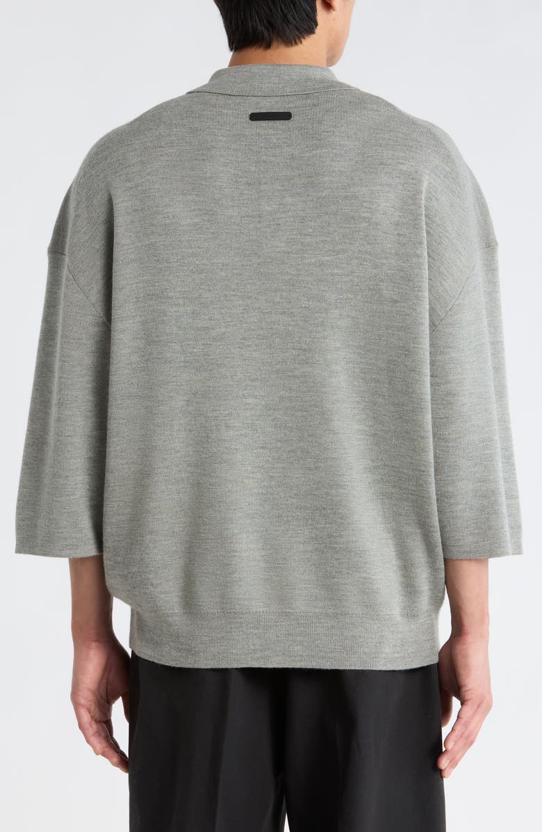 Fear of God Essentials Signature Wool Polo Sweater, Alternate, color, Concrete Heather