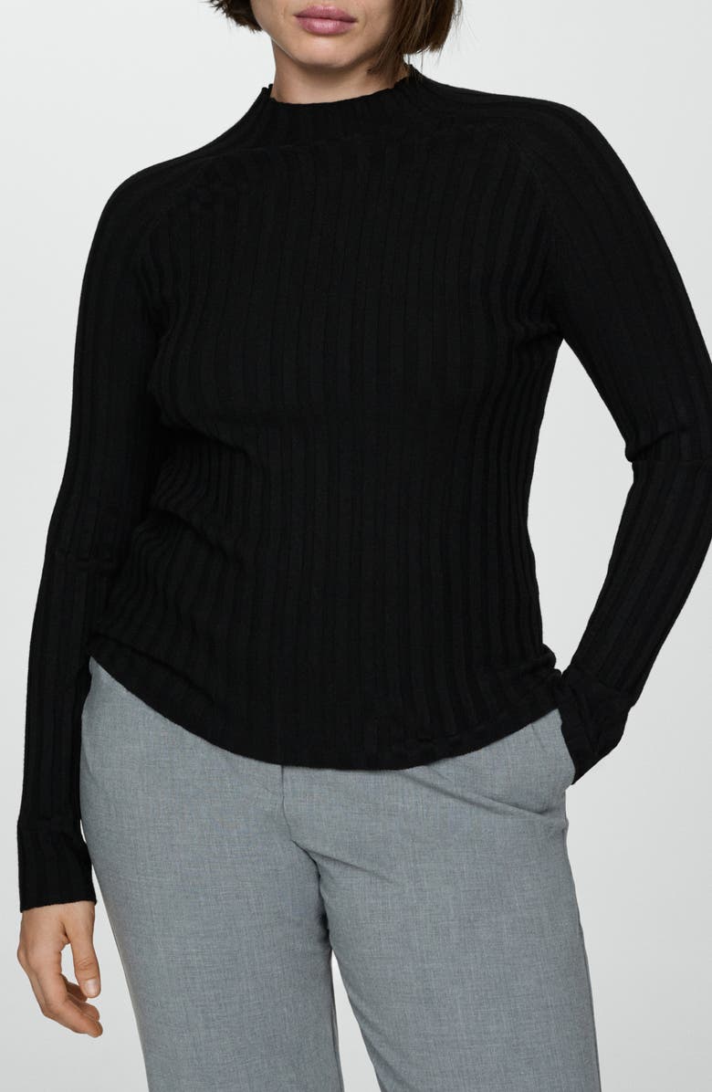 MANGO Flurry Rib Funnel Neck Sweater, Main, color,