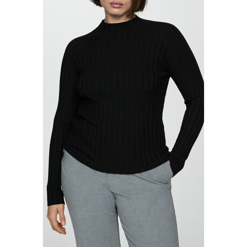 Mango Flurry Rib Funnel Neck Sweater