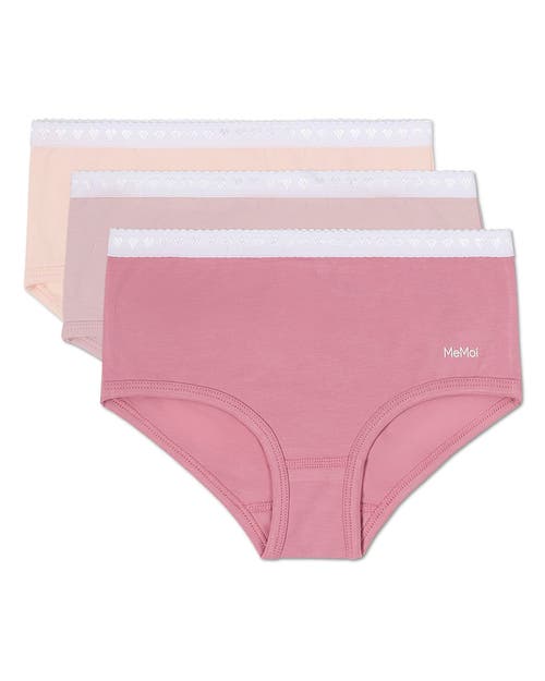 Memoi Little Kid's 3 Pair Pack Solid Chromatic Rose Briefs In Pink