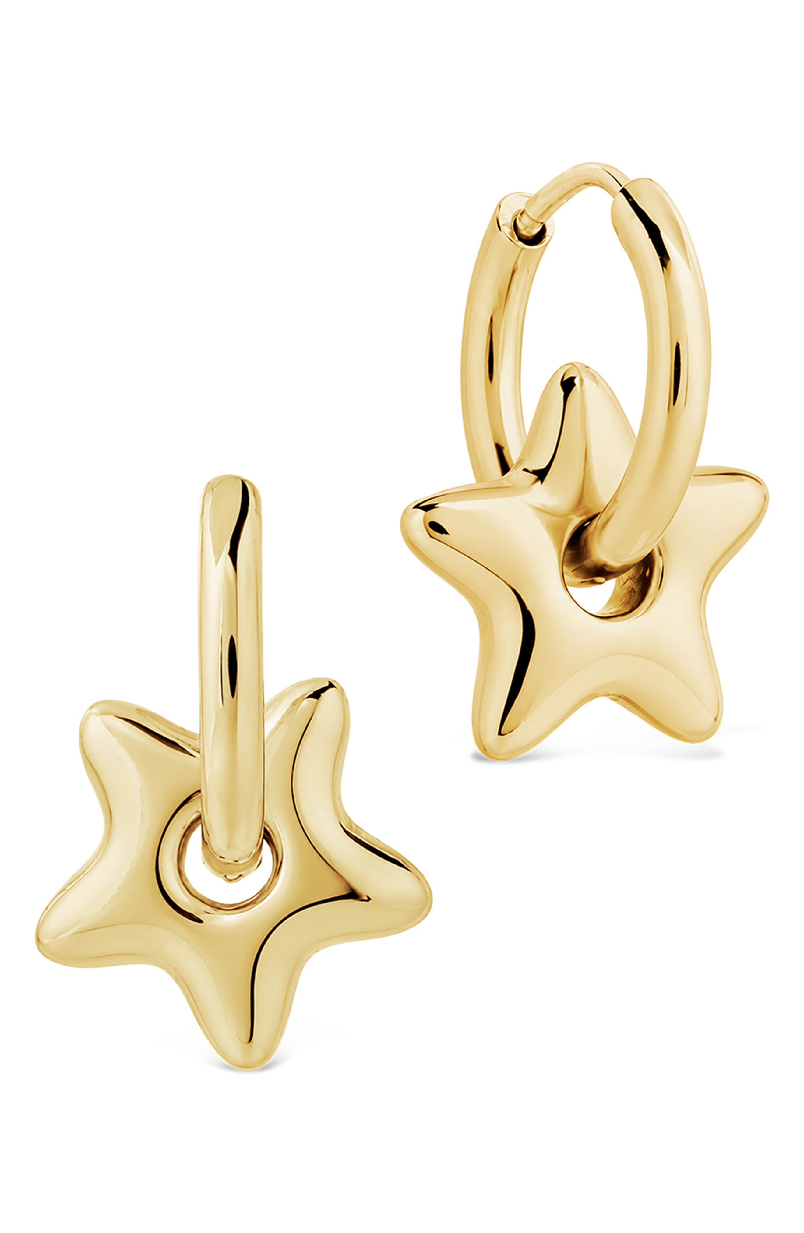 Star Charm Hoop Earrings