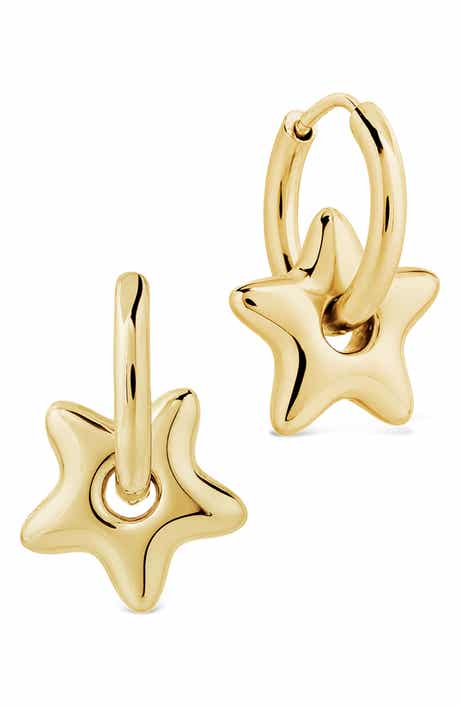 Star Charm Hoop Earrings