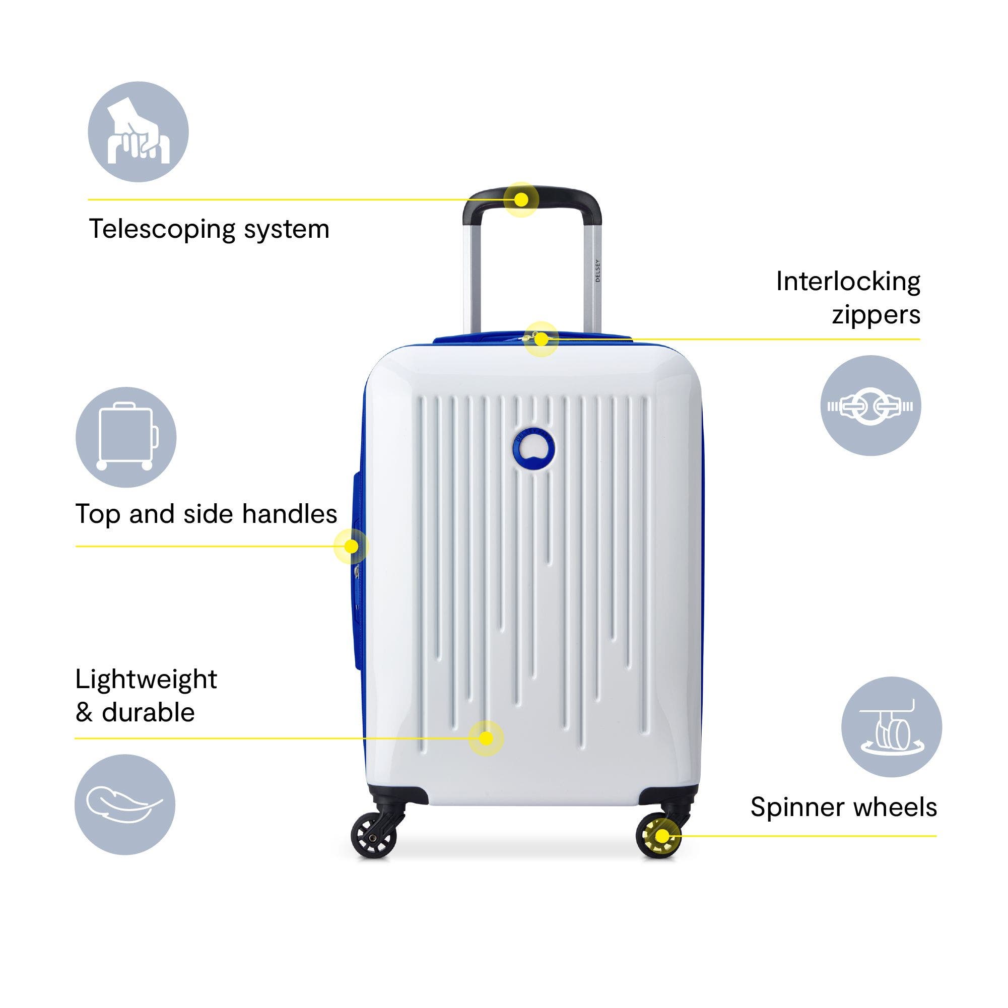 Delsey Paris Christine 3-Piece Hardside Expandable Suitcase Set, Alternate, color, White/Blue