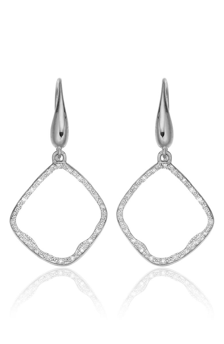 Monica Vinader Riva Diamond Hoop Drop Earrings, Main, color, Silver