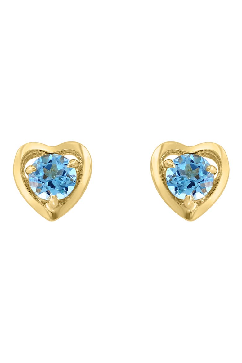 Round Blue Topaz Heart Stud Earrings, Main, color, BLUE
