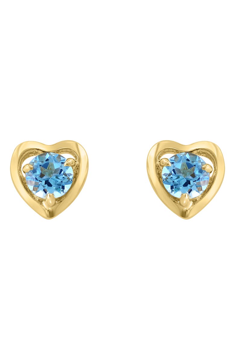 EFFY Round Blue Topaz Heart Stud Earrings, Main, color, Blue
