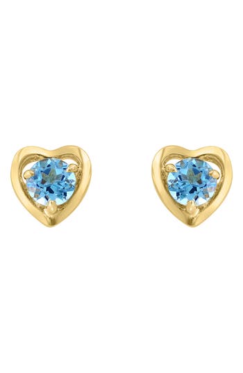 Effy Round Blue Topaz Heart Stud Earrings In Blue