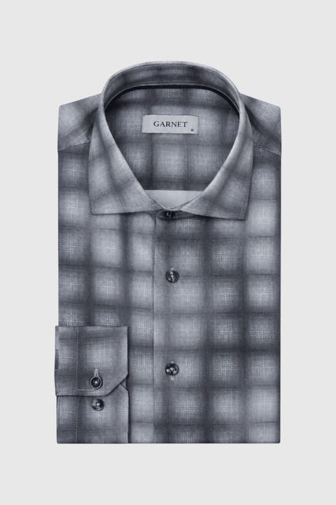 Men's Regular-fit Ombre Plaid Long-sleeve Button-down Shirt