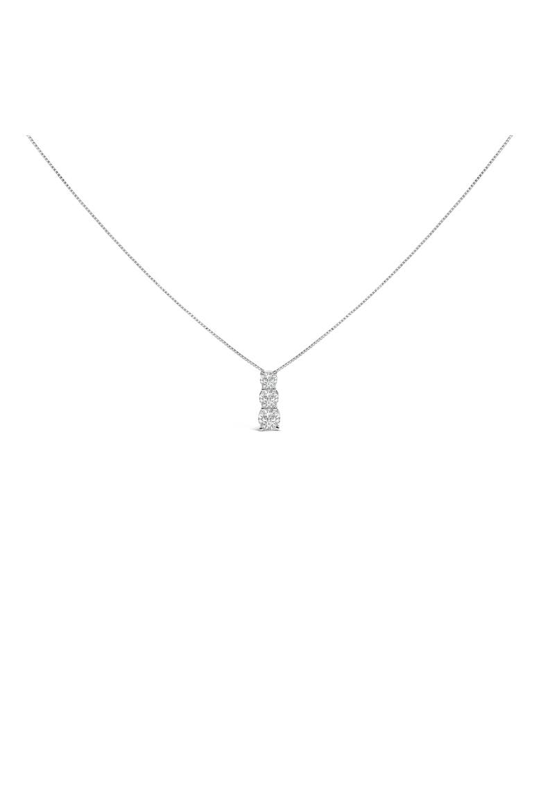 14K Gold 1/2 Cttw Lab Grown Diamond Three Stone Pendant Necklace, Main, color, White